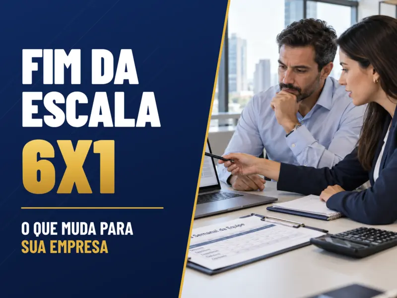 Empresário e contadora analisam a escala de trabalho dos funcionários no notebook após o fim da escala 6x1